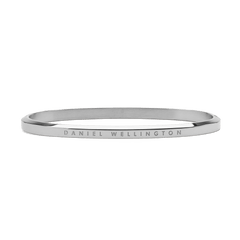 Classic Bangle Silver featuring a polished stainless steel finish and minimalist design, with the Daniel Wellington logo engraved along the edge.