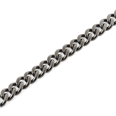 Close-up of the Ellipse Cuban Chain Necklace Graphite showing bold, chunky Cuban links with a matte graphite finish and smooth stainless steel construction.