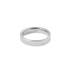 Classic Line Ring Polished Silver 4.5mm with a smooth, reflective finish and minimalist design, featuring a discreet logo engraved inside the band.