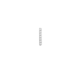 Slim silver stud earring featuring a vertical bar design set with seven sparkling cubic zirconia crystals, shown against a plain black background.