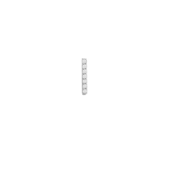 Slim silver stud earring featuring a vertical bar design set with seven sparkling cubic zirconia crystals, shown against a plain black background.