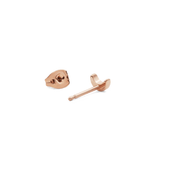 Moon Stud Rose Gold earring and backing, featuring a petite crescent shape with a polished rose gold finish and secure post, ideal for layering or wearing solo.