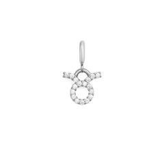 Taurus zodiac watch charm in polished silver, featuring sparkling cubic zirconia crystals and a minimalist design, ideal for adding a personalised touch to Daniel Wellington watches or bracelets.