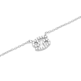 Close-up of the Crystal Zodiac Chain Necklace Silver featuring a Cancer zodiac pendant encrusted with sparkling hand-set crystals on a fine silver chain.