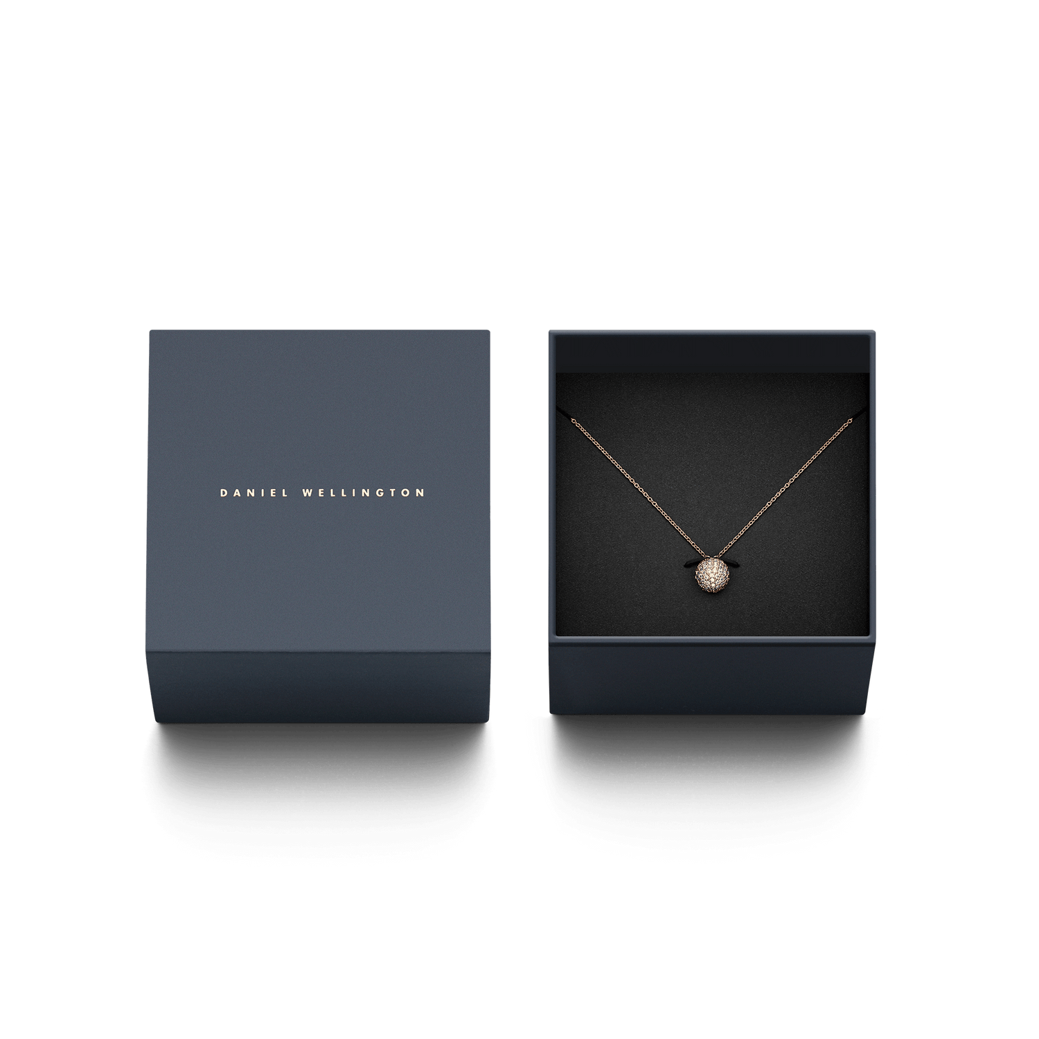 Pavé Crystal Pendant Necklace Rose Gold