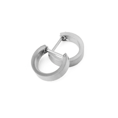Line Earring Brushed Silver 3.5mm hoops shown with their latch-back closures open, highlighting the softly brushed silver finish and minimalist, modern design.