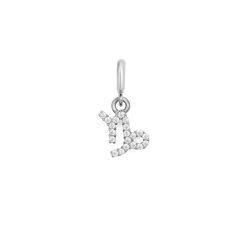 Capricorn zodiac watch charm in polished silver, featuring a sparkling astrological symbol with cubic zirconia crystals, crafted for Daniel Wellington watches or bracelets.