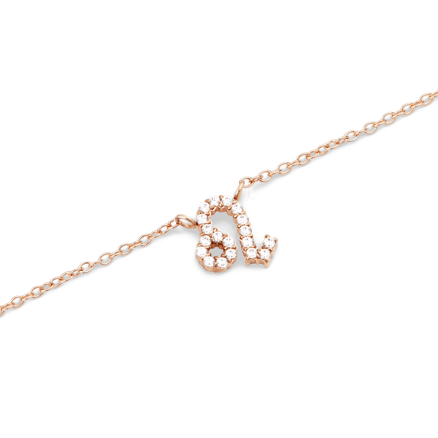 Crystal Zodiac Chain Necklace Rose Gold