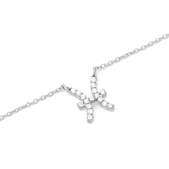 Crystal Zodiac Chain Necklace Silver featuring a Pisces zodiac pendant, crafted in stainless steel and set with hand-placed sparkling crystals on a fine silver chain.
