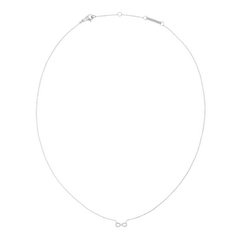 Fine silver chain necklace featuring a minimalist infinity pendant set with white cubic zirconia crystals, designed for everyday wear and easy layering.