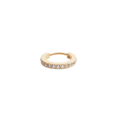 Crystal Hoop Earring Gold featuring a petite gold hoop design with a row of sparkling cubic zirconia crystals set along the front, crafted from stainless steel with a PVD gold finish.