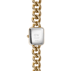 Back view of the Jolie Chain Gold ladies watch, showing the stainless steel case back, gold PVD plated chunky chain bracelet, and detailed craftsmanship.