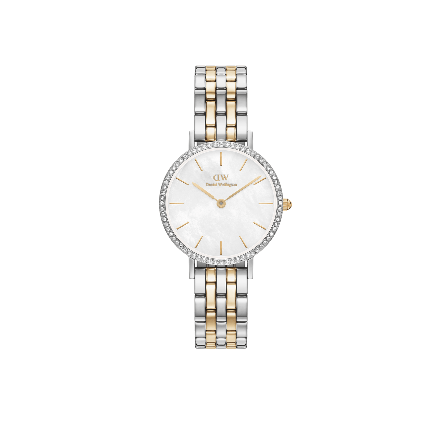 Petite Lumine Bezel 5-Link Two-Tone MOP Silver