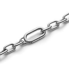 Detail of the Crystal Link Necklace Silver showing the polished chunky chain and secure spring gate clasp, crafted from stainless steel and rhodium plated brass for durability and style.