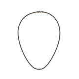 Graphite-tone mesh chain necklace with a bold width and polished finish, featuring a secure lobster clasp and a minimal, modern design suitable for everyday wear.