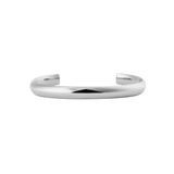 Polished silver Arch Cuff Silver 4mm bracelet with a softly rounded profile and open-ended adjustable design, crafted from stainless steel for a modern minimalist look.