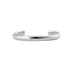 Polished silver Arch Cuff Silver 4mm bracelet with a softly rounded profile and open-ended adjustable design, crafted from stainless steel for a modern minimalist look.