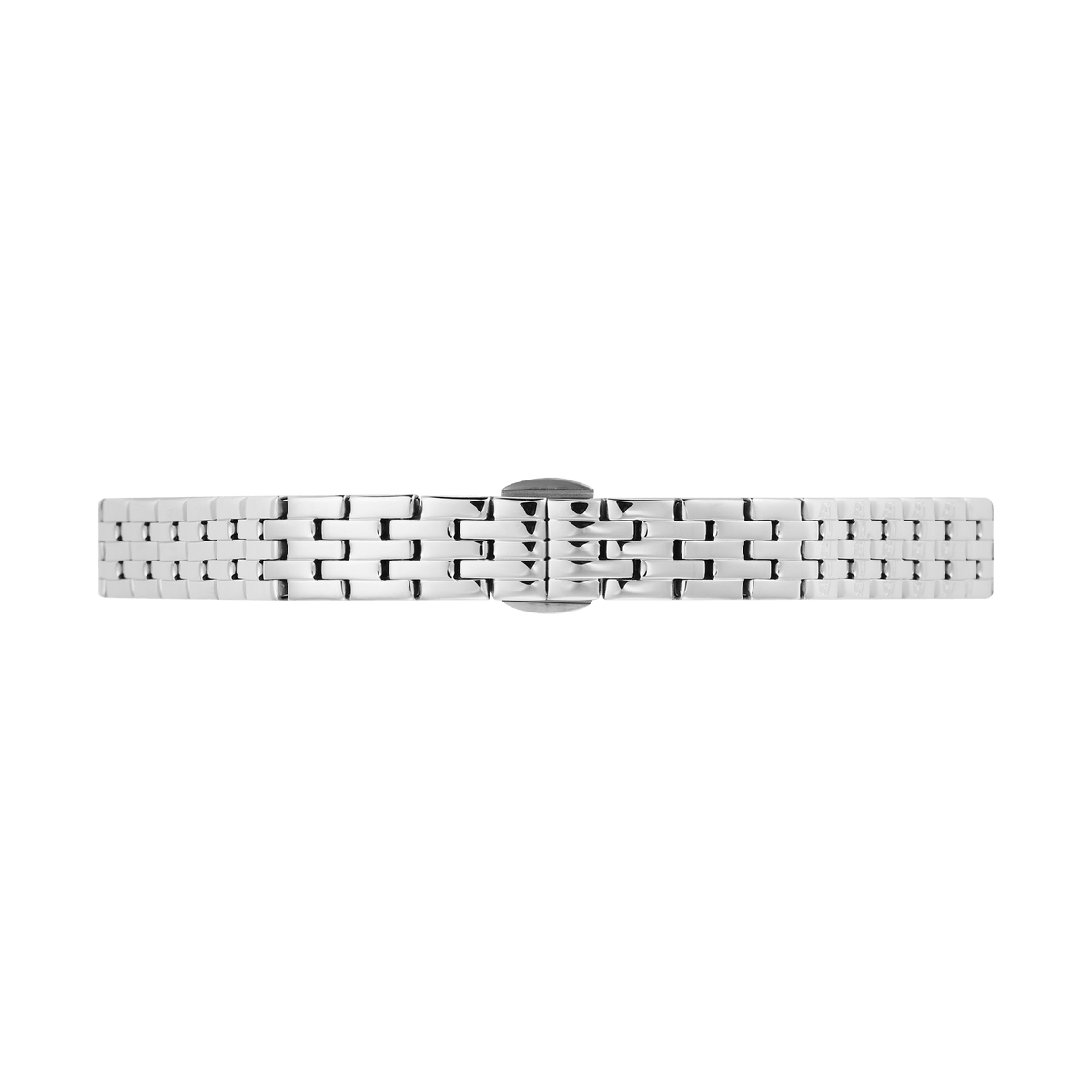 Polished 5-Link Strap Silver watch strap with butterfly clasp, featuring a slim profile and smooth stainless steel links suitable for Quadro, Petite, and Ophelia Mini collections.