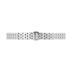 Polished 5-Link Strap Silver watch strap with butterfly clasp, featuring a slim profile and smooth stainless steel links suitable for Quadro, Petite, and Ophelia Mini collections.