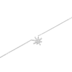 Close-up of the Mirelle Star Necklace Silver showing the star-shaped pendant set with sparkling white cubic zirconia stones on a fine silver chain, highlighting its delicate and modern design.