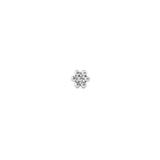 Petite Flower Stud Silver earring featuring a minimalist floral design with a polished stainless steel finish, ideal for everyday wear or layering with other silver earrings.
