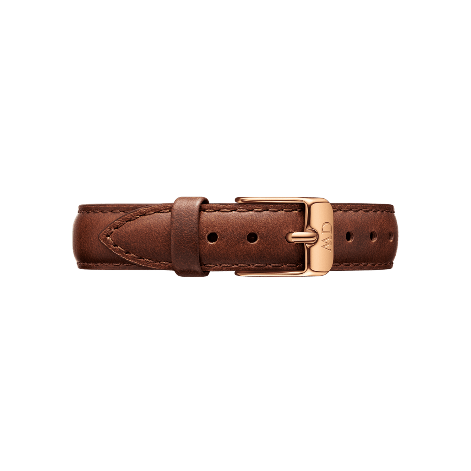 St Mawes Strap Rose Gold showcases a smooth brown leather watch strap with a polished rose gold buckle and neat stitching, designed for a classic and versatile look.