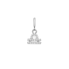Libra zodiac watch charm in silver, featuring a delicate astrological symbol set with sparkling cubic zirconia crystals, designed to complement Daniel Wellington watches or bracelets.