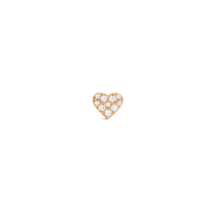 Crystal Heart Stud Gold earring featuring a petite heart-shaped design in gold, set with nine sparkling cubic zirconia crystals for a delicate, elegant finish.
