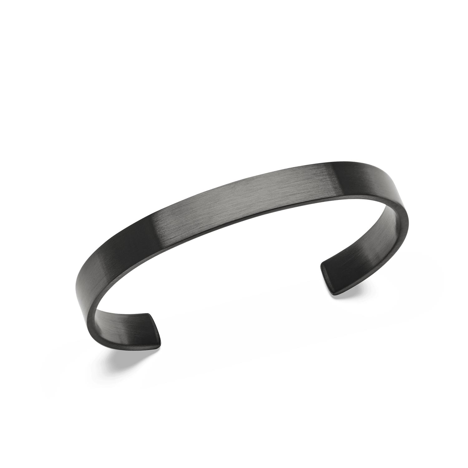 Line Cuff Brushed Graphite minimalist bracelet with a slim, open cuff design and a softly textured brushed graphite finish, crafted from durable stainless steel.