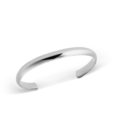 Arch Cuff Silver 4mm minimalist bracelet in polished stainless steel, featuring a softly rounded profile and open-ended adjustable design for a comfortable fit.