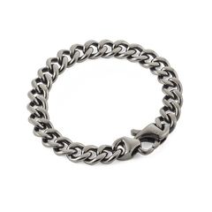 Ellipse Cuban Chain Bracelet Graphite featuring bold, polished graphite-finished links and a secure lobster clasp, designed for a modern and versatile men's accessory.