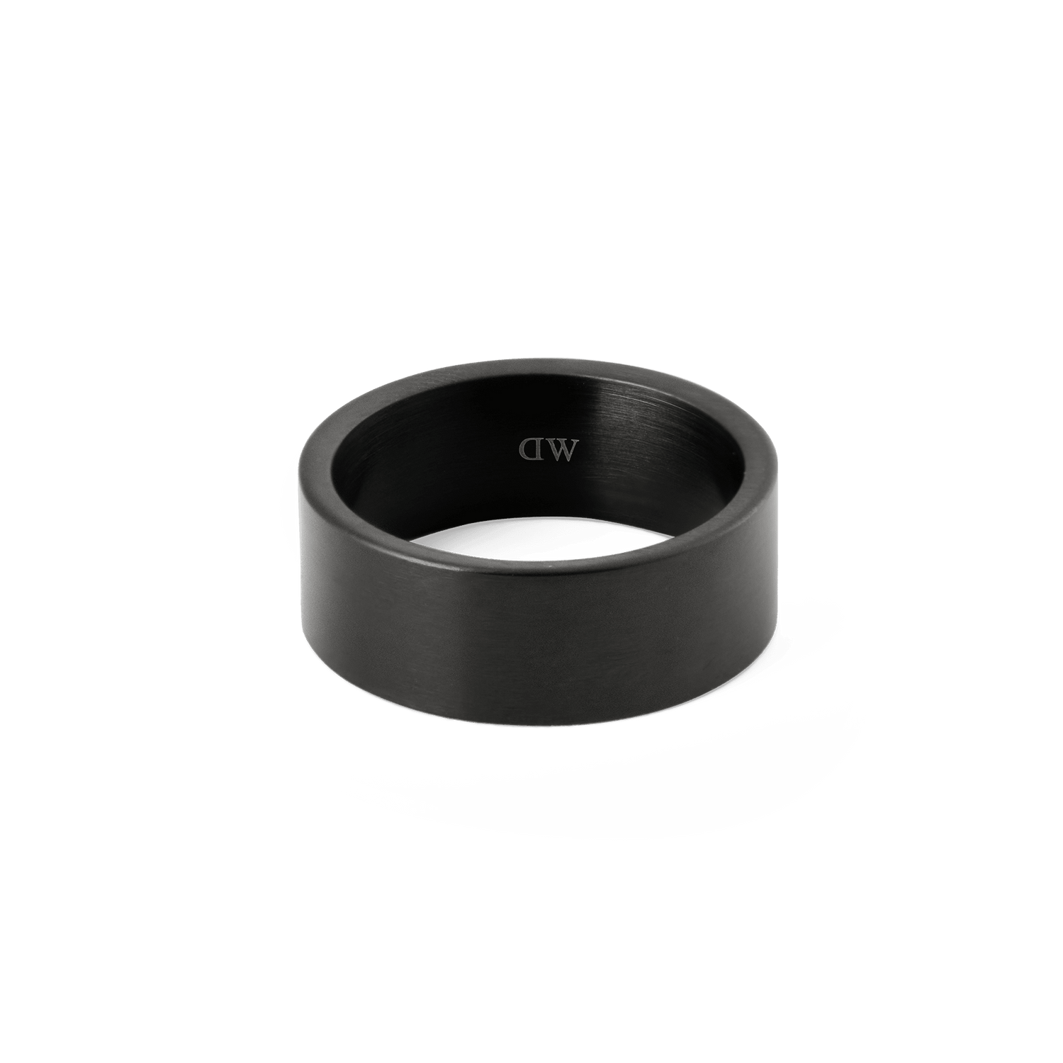 Line Ring Brushed Graphite 8mm with a wide, matte brushed graphite band and polished interior, showcasing a minimalist unisex design crafted from stainless steel.