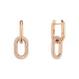 Crystal Link Earrings Rose Gold featuring chunky rose gold plated links adorned with sparkling cubic zirconia crystals, shown with a secure clasp and modern, versatile design.