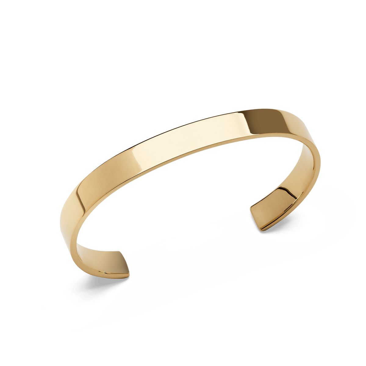 Line Cuff Polished Gold bracelet with a sleek, open cuff design, featuring a smooth polished gold finish and minimalist style suitable for both men and women.