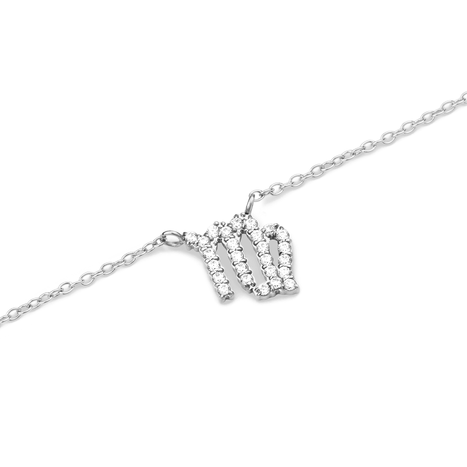 Crystal Zodiac Chain Necklace Silver