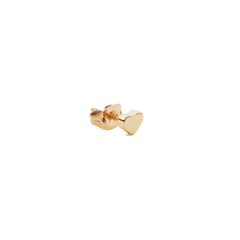 Heart Stud Gold earring featuring a petite heart shape and polished gold finish, crafted from stainless steel with PVD plated gold and shown with its secure backing.
