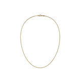 Slim gold mesh necklace with a polished finish, featuring a delicate chain and secure lobster clasp, designed to sit comfortably at the collarbone for a refined, modern look.