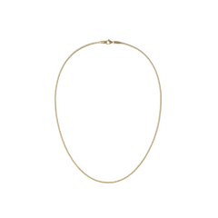 Slim gold mesh necklace with a polished finish, featuring a delicate chain and secure lobster clasp, designed to sit comfortably at the collarbone for a refined, modern look.