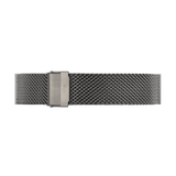 Graphite Mesh Strap in a deep graphite tone with a fine woven 21mm stainless steel mesh design and a secure folded clasp, offering a modern and comfortable look for men’s watches.