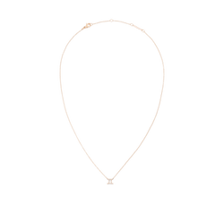 Fine rose gold chain necklace with an adjustable length, featuring a Gemini zodiac pendant set with small crystals for a refined, minimalist look.