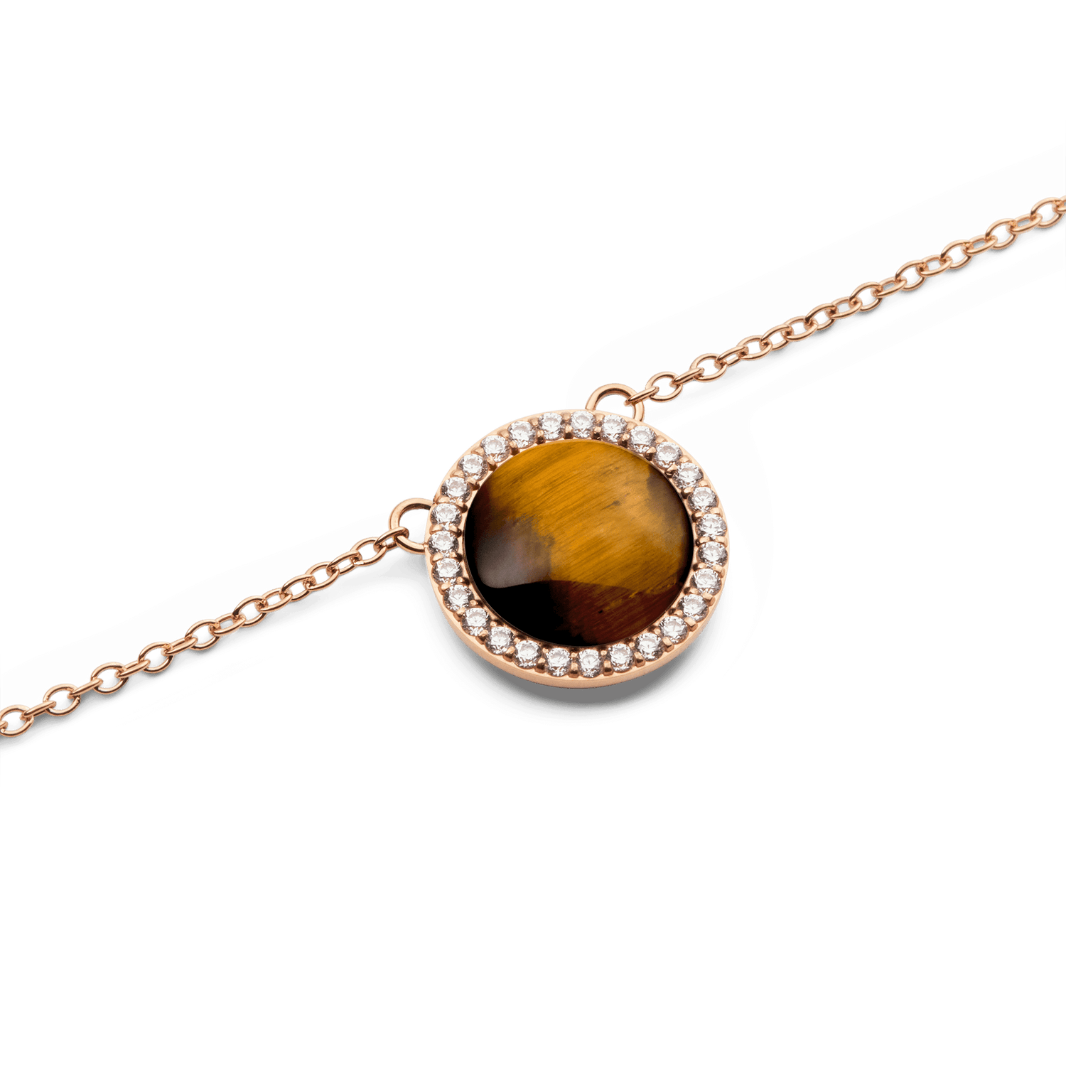 Audrey Necklace Tiger Eye Rose Gold