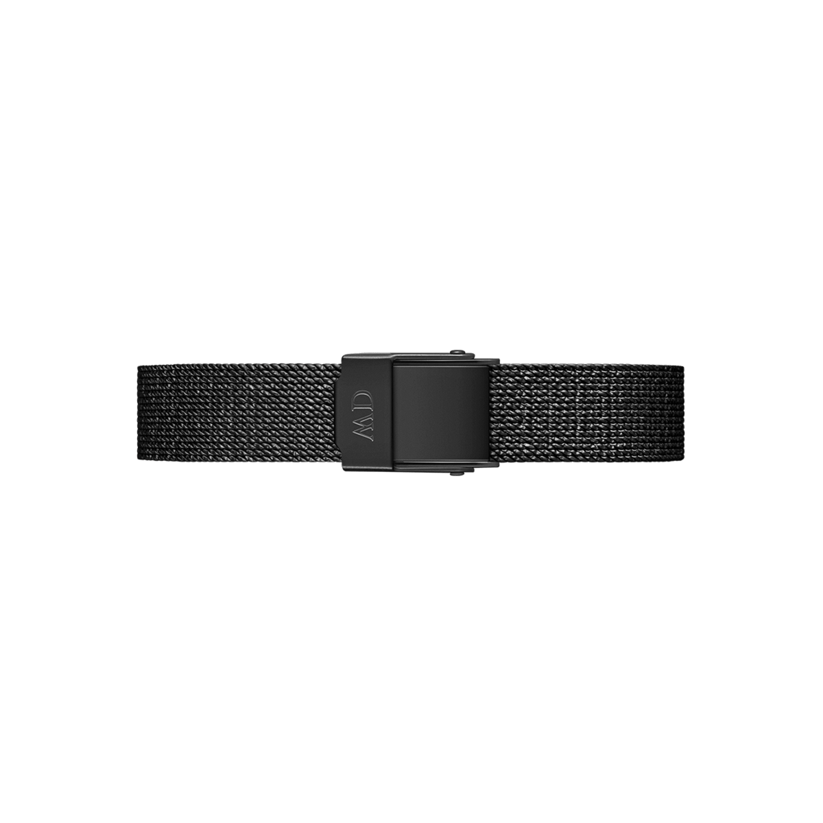 Matte black Pressed Ashfield Strap Black with a slim 10mm stainless steel mesh design and a secure fold-over clasp, ideal for modern and classic watches.