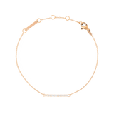 Delicate Mirelle Eternity Bracelet Rose Gold featuring a slim rose gold chain and a bar set with white cubic zirconia crystals, shown with an adjustable clasp for versatile styling.