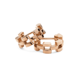 Pair of 3-Link Earrings Rose Gold featuring a geometric open link design, crafted from stainless steel with a smooth rose gold PVD finish and secure closure.