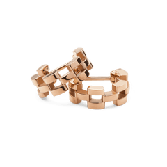 Pair of 3-Link Earrings Rose Gold featuring a geometric open link design, crafted from stainless steel with a smooth rose gold PVD finish and secure closure.