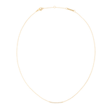 Delicate gold necklace with a slim chain and a fixed bar pendant set with white cubic zirconia stones, featuring an adjustable clasp for a custom fit.
