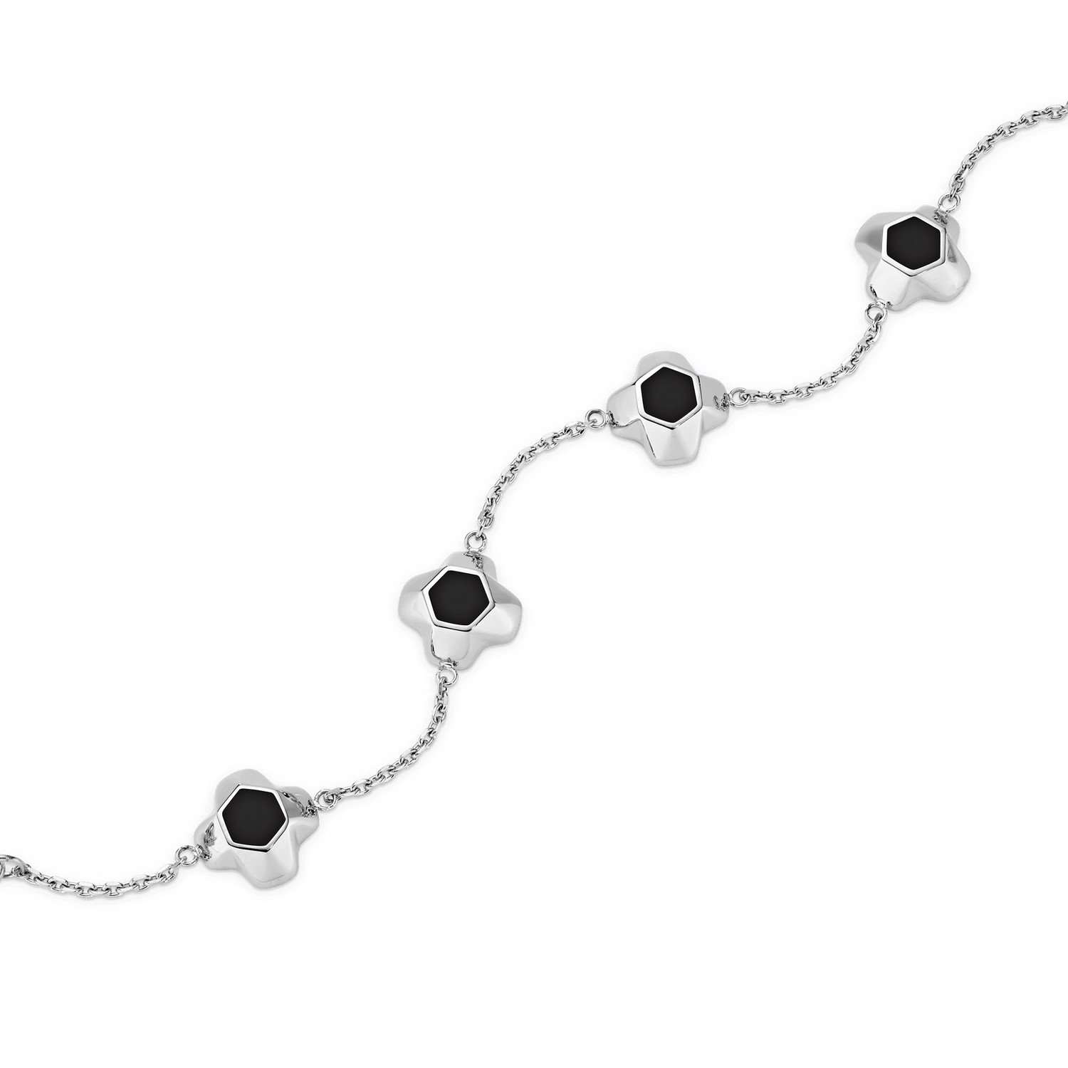 North Star Bracelet 5 Small Black Enamel Silver