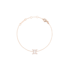 Crystal Zodiac Chain Bracelet Rose Gold with a Gemini crystal pendant, featuring a fine adjustable rose gold chain and a sparkling zodiac detail.