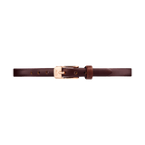 Pressed St Mawes Strap Rose Gold features a slim brown genuine leather band with a polished rose gold pin buckle, designed for petite watch cases and suitable for both casual and formal styling.