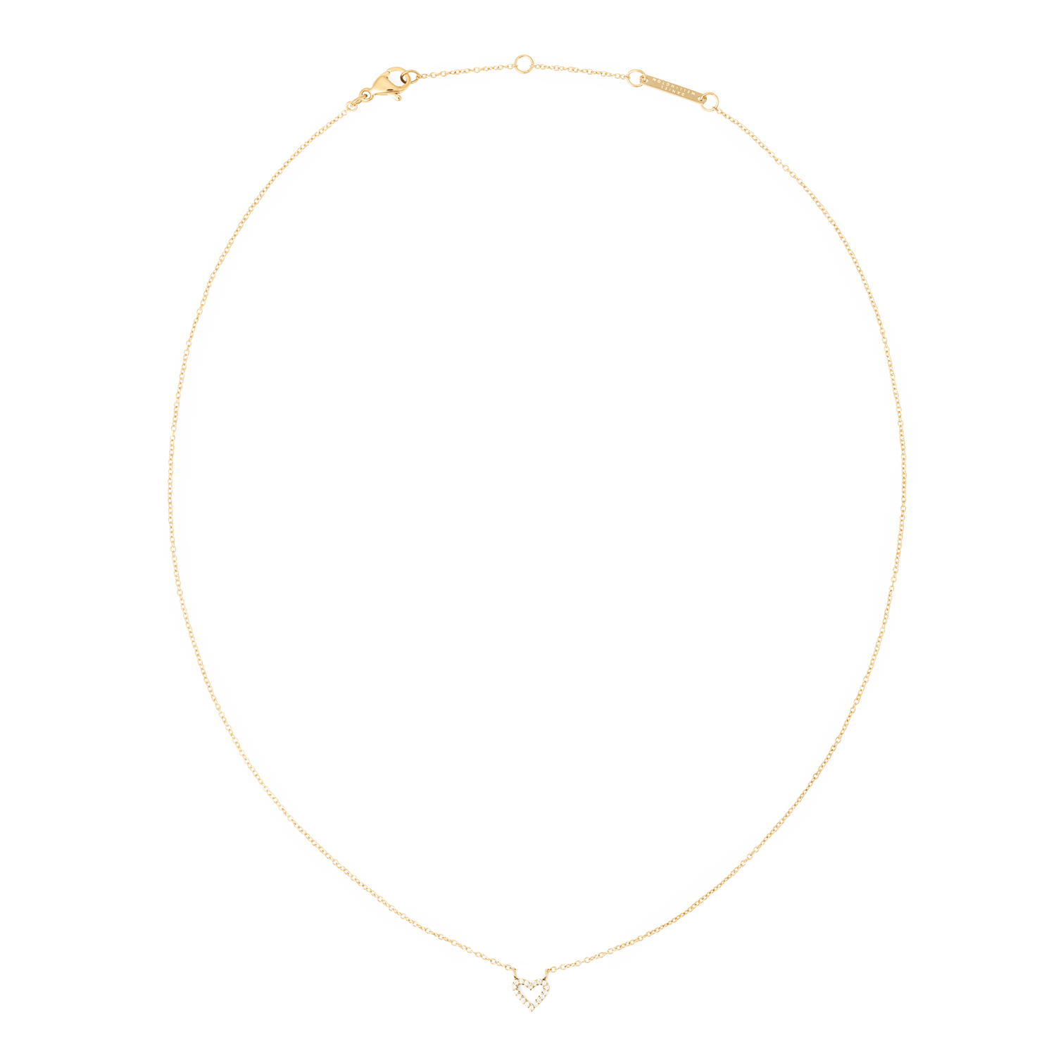 Delicate gold chain necklace featuring a small open heart pendant set with white cubic zirconia crystals, designed for a refined and elegant look.